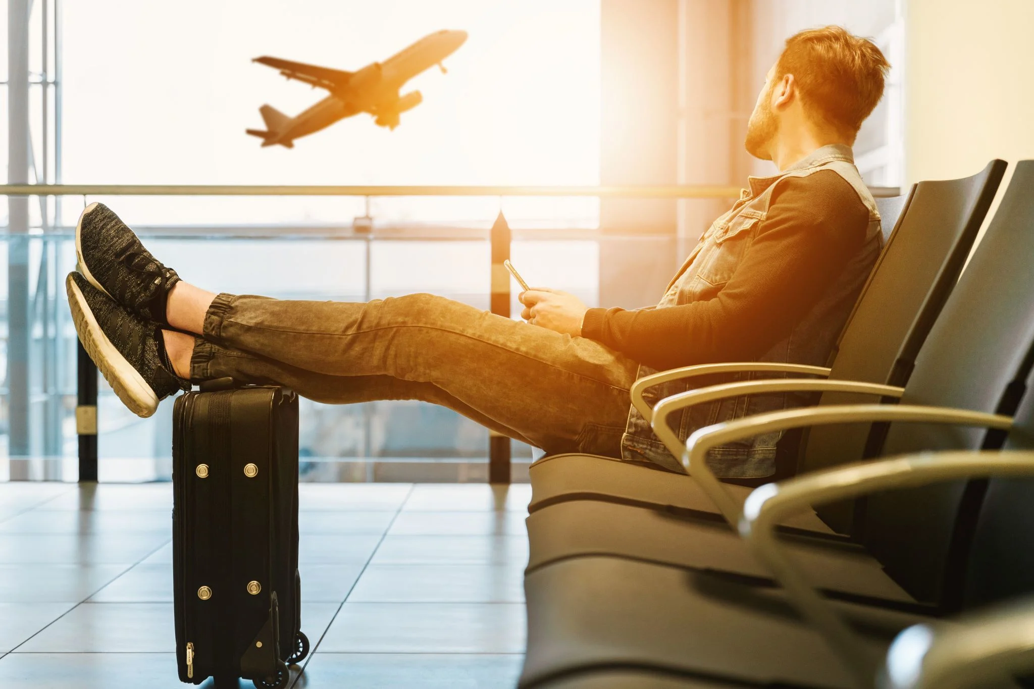 Waiting for flight in airport