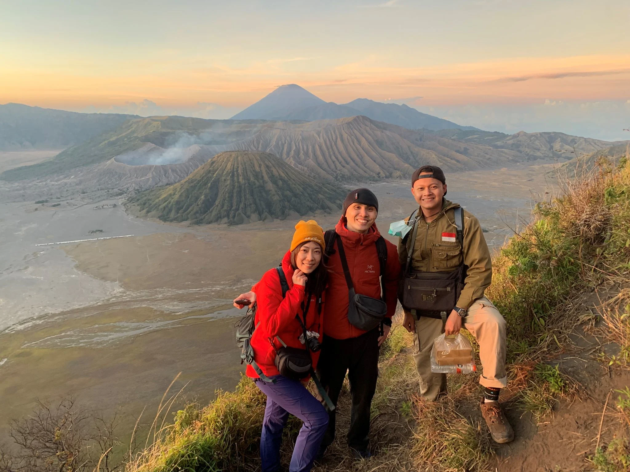 Travelers with Local Tour Guide in Mount Bromo