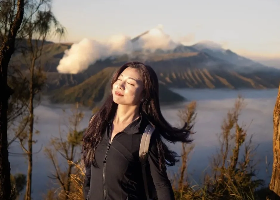 A Tourist During Mount Bromo Sunrise Trip In East Java Indonesia A Tourist During Mount Bromo Sunrise Trip In East Java Indonesia