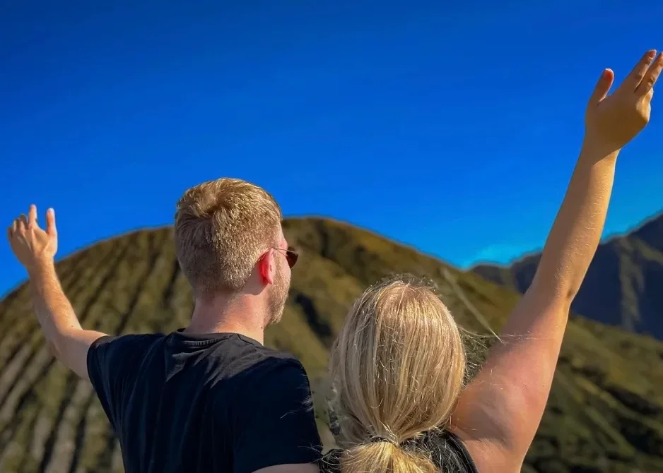 Couple In Bromo Sunrise And Madakaripura Waterfall Tour Package Surabaya Couple In Bromo Sunrise And Madakaripura Waterfall Tour Package Surabaya