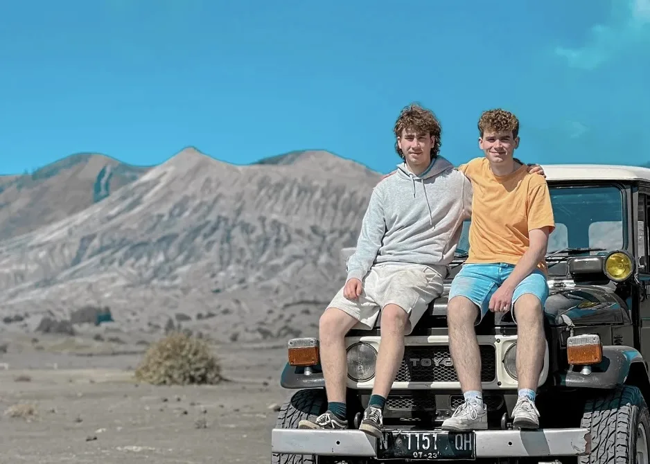 Tourists Sitting On A Jeep During Mount Bromo Tour Tourists Sitting On A Jeep During Mount Bromo Tour
