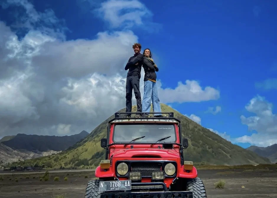 Tourists Standing On A Jeep At Mount Bromo East Java Tourists Standing On A Jeep At Mount Bromo East Java